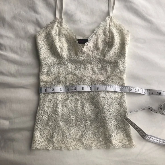 Seduction Lace Sheer Cream Camisole Top - Picture 4 of 8
